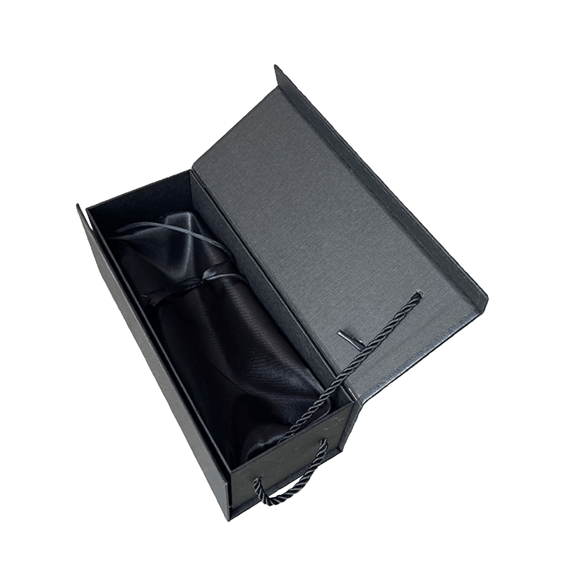 Cajas de Vino con Logotipo Personalizado de Lujo Caja de Regalo de Cartón Negro Cajas de Embalaje de Regalo para Botellas de Vino 
