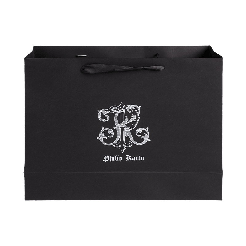 Bolsa de Papel de Lujo Bolsas de Compras Biodegradables Personalizadas Bolsas de Regalo Negras Mate con Asa