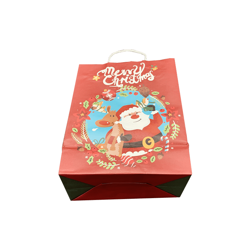 Venta al por Mayor Bolsa de Embalaje Personalizada para Fiestas Bolsas de Regalo Kraft de Navidad con Dibujos Animados Personalizados