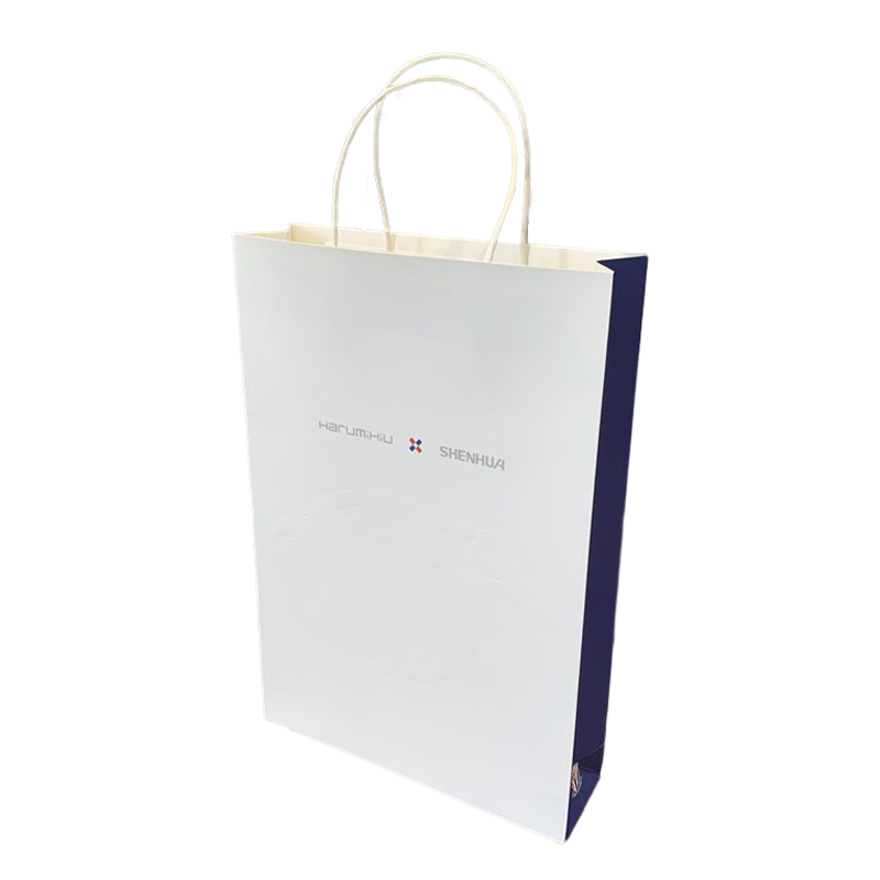 Logotipo Personalizado Bolsas de Papel Blanco Marca Bolsa de la Compra Bolsa de Papel Promocional con Asa para la Ropa