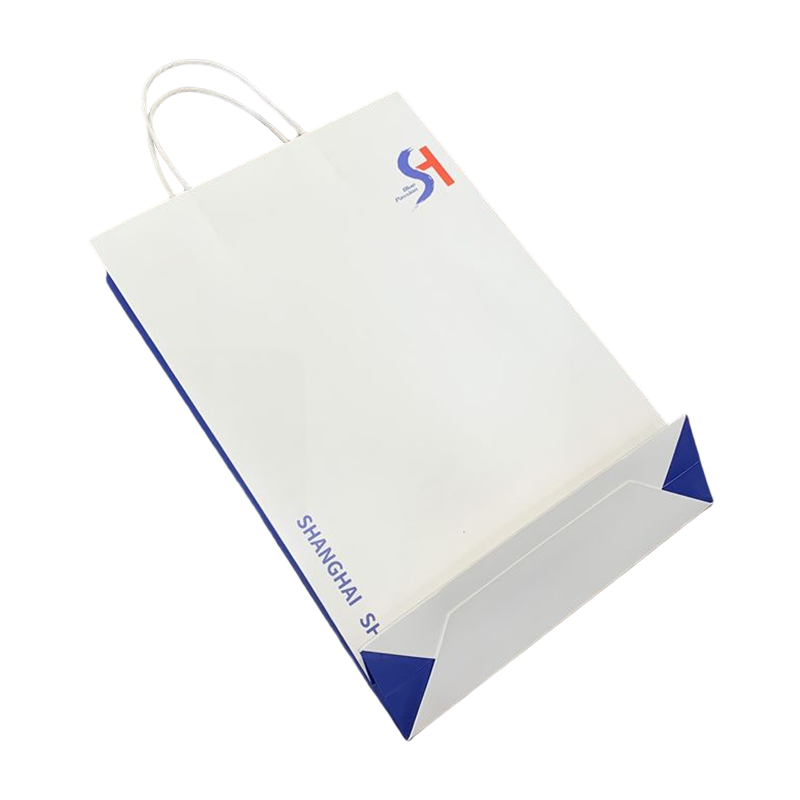 Logotipo Personalizado Bolsas de Papel Blanco Marca Bolsa de la Compra Bolsa de Papel Promocional con Asa para la Ropa