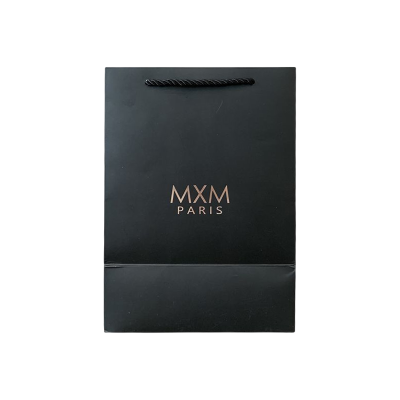 Logotipo Personalizado Negro Estampación en Caliente Bolsa de la Compra Bolsa de Regalo de Lujo Bolsa de Papel Promocional