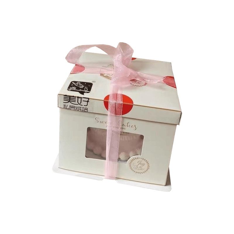 Venta Caliente Cajas de Papel con Ventana Transparente Frontal Cajas de Regalo para Pasteles con Logotipo Personalizado Caja de Cartón para Tarta