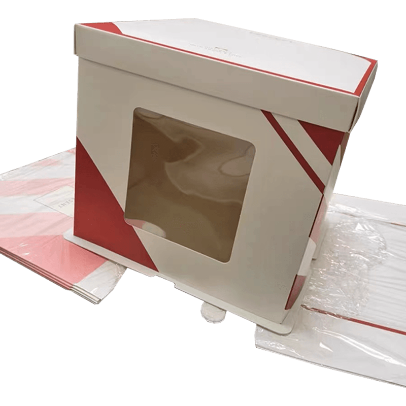 Venta Caliente Cajas de Papel con Ventana Transparente Frontal Cajas de Regalo para Pasteles con Logotipo Personalizado Caja de Cartón para Tarta