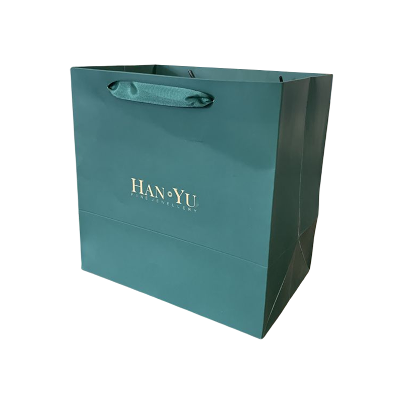 Bolsa de Papel de Compras de Marca Bolsa de Regalo de Estampado en Caliente Verde Oscuro Personalizada con su Propio Logotipo