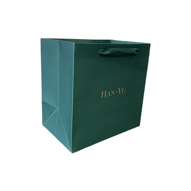 Bolsa de Papel de Compras de Marca Bolsa de Regalo de Estampado en Caliente Verde Oscuro Personalizada con su Propio Logotipo