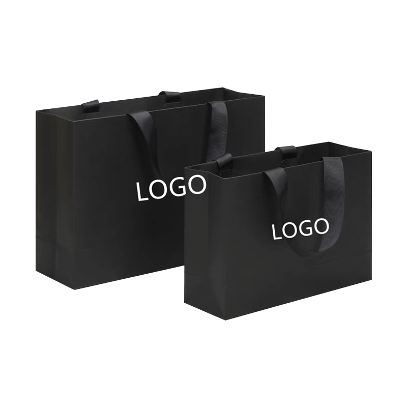 Bolsas de Regalo Mate Negras de Lujo con Logotipo Personalizado al por Mayor Bolsas de Papel de Cartón Bolsas de Compras de Lámina de Oro