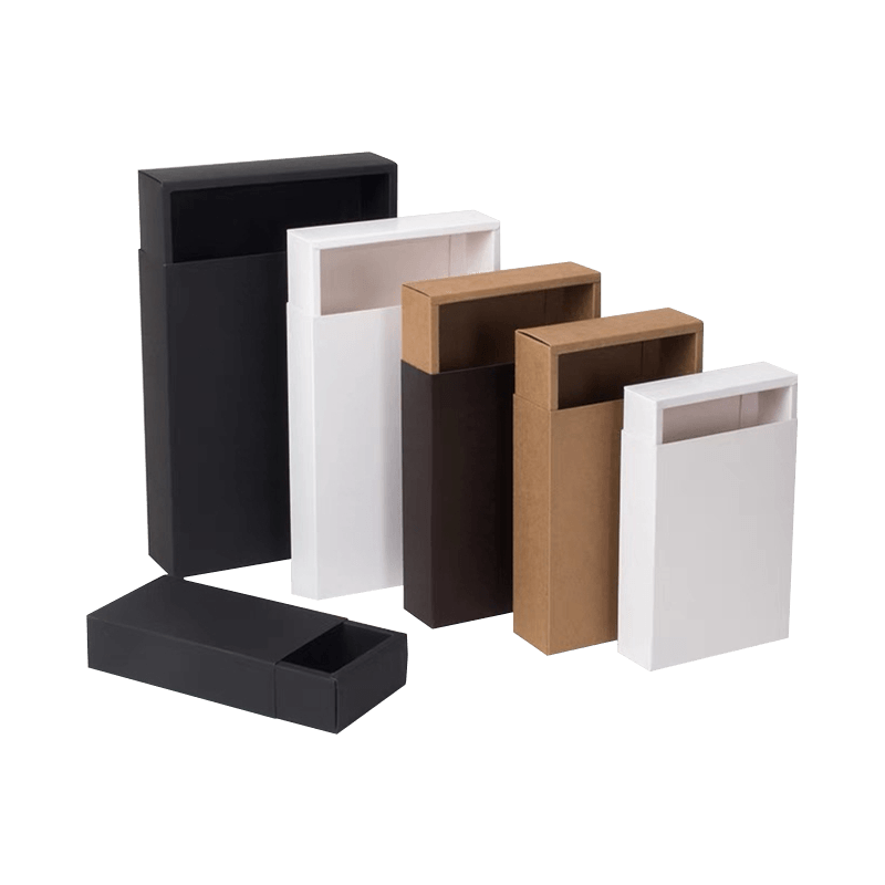 Venta al por Mayor Personalizada Caja de Papel Kraft Marrón Cajón Plegable Plano Blanco Caja de Cartón de Ropa Interior Calcetines Caja de Regalo Impresión de Logotipo